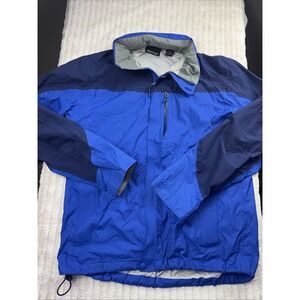 Marmot Rain Jacket Men Med Windbreaker MemBrain Blue Vented Taped Zipped‎ Hooded